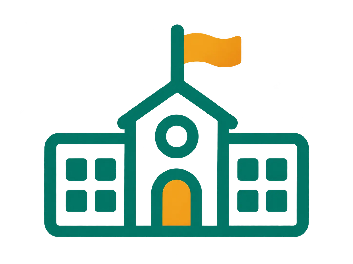 Teal and Gold School Building Icon