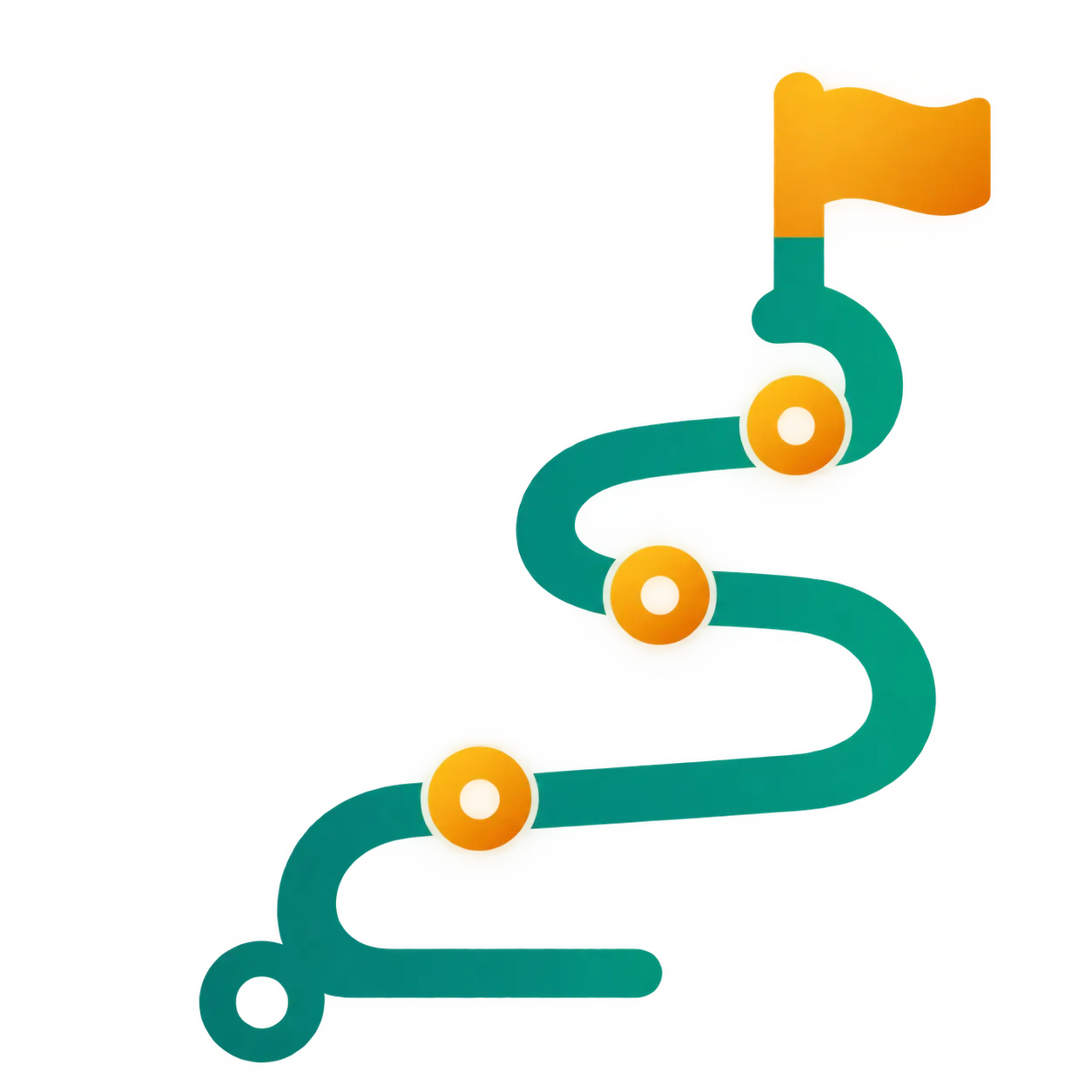 Winding Teal Route with Golden Milestones